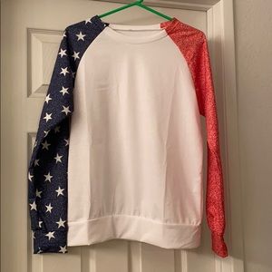 NWOT American flag raglan shirt